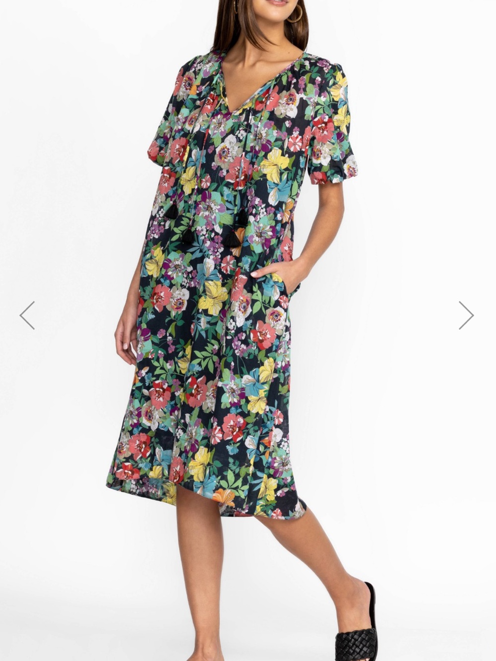 Johny Was Zahava Tie Neck Midi Dress size M